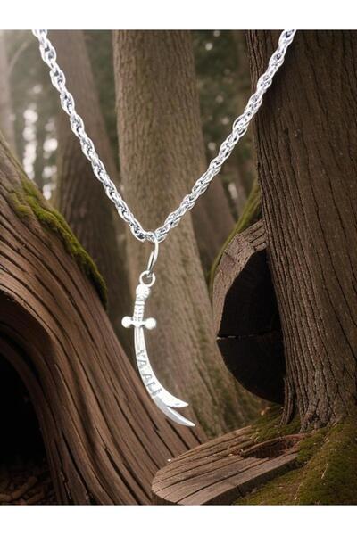 whocares Gümüş Kaplama Unisex Kolye Alevi Sembollü Zincirli Popüler Kaliteli