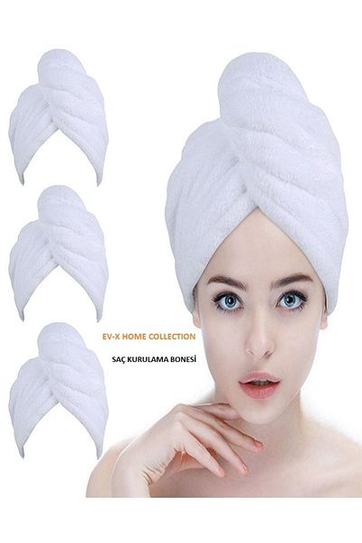 EVX White Hair Towel Hair Cap After Bath Sea and Pool After Beach