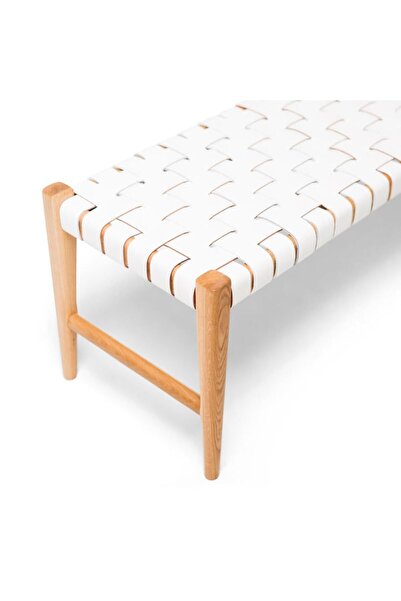 NAPOLYON GERÇEK DERİ KENT BENCH, BEYAZ