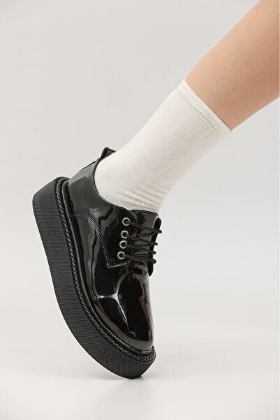 AtegeWear Siyah Harajuku Oxford Loafer Ayakkabı