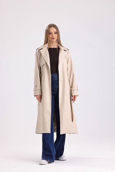 kabancım Women's Faux Leather Trench Coat Premium