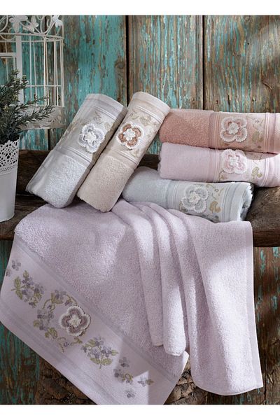 Fiesta Home Fiesta 3d Embroidered Bamboo Towel - Colorful Laurel Handcrafted, 30x50, 6 Pieces