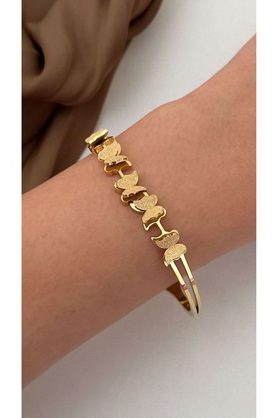 Opia JEWELRY نموذج الفراشة 17 سم سوار أصفاد فولاذي
