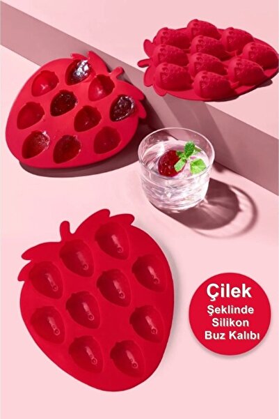 Kitchen Beauty Pratik Çilek Şeklinde Silikon Buz Kalıbı | Silikon Yapışmaz Bu...