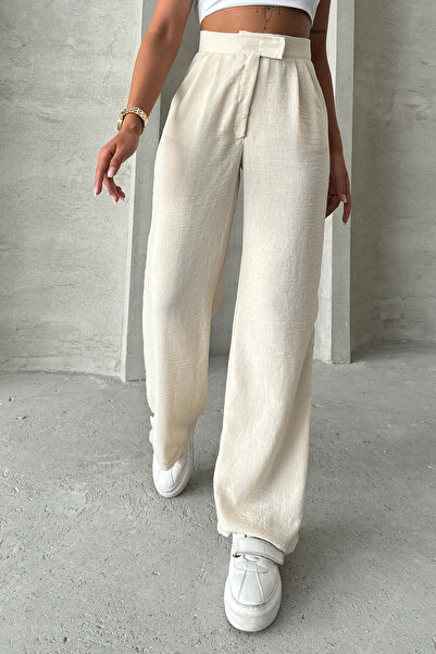 Brantu Штани Palazzo з льону - з кишенями та складками