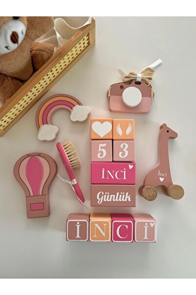mogokids Harfli küp seti objeli anı küpü saç fırçalı set 15 parça (4HARF İÇİN...