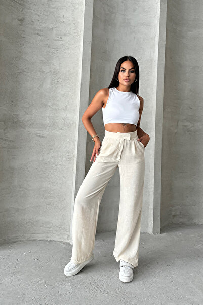 Brantu Штани Palazzo з льону - з кишенями та складками