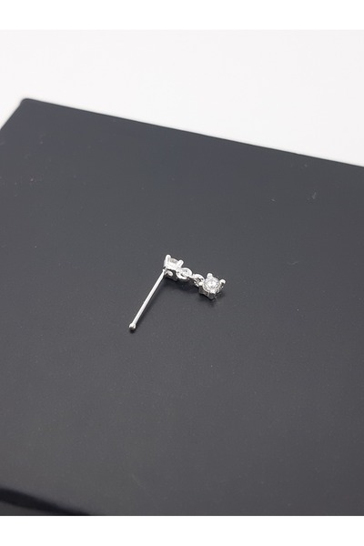 Set 925 Ayar Gümüş ( KARE ) Zirkon Taşlı Sallantılı Hızma (Taşın Eni: 2 mm )