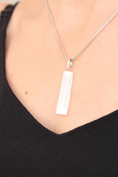 Crystalclem Approved Selenite Natural Stone Necklace - Real Natural Stone