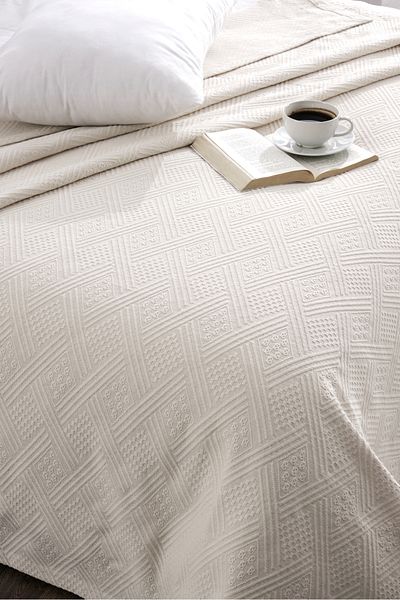 Durul Cuvertură de pat Natural King Size Pique - 220X250 cm - 100% Bumbac