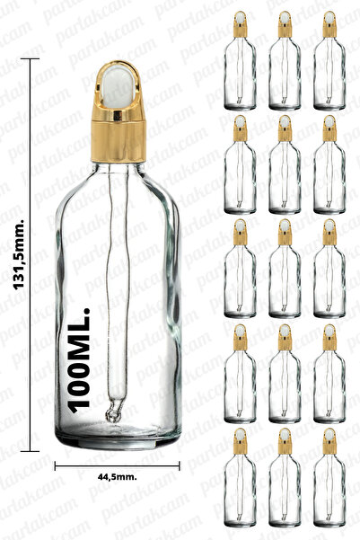 parlakcam 100ml Şeffaf Damlalıklı Şişe Özel Gold Çiçek Damlalıklı 50cc Şeffaf...