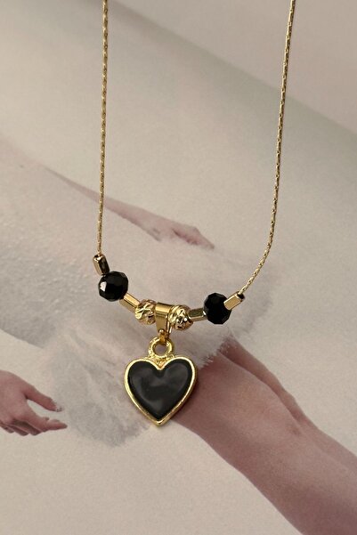 Trendy Butik Black Heart Model Necklace
