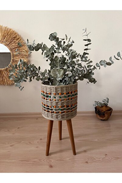 dodowood Hasır Çiçeklik Ayaklı Sepet Saksı