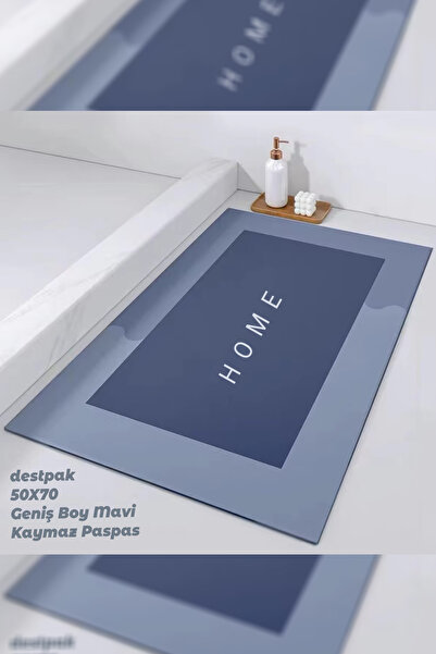 50X70 Blue Large Non-Slip Bath Mat - Water Absorbent - Easy to Clean