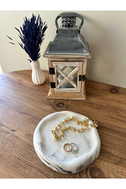 Vela Anatolia صينية عرض وطبق ديكور أبيض - منظم حامل مجوهرات ذو مظهر سحابي