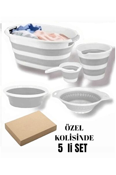 Miami Home Katlanabilir Multi 5’li Set - Sepet Kova Maşrapa Badya Süzgeç