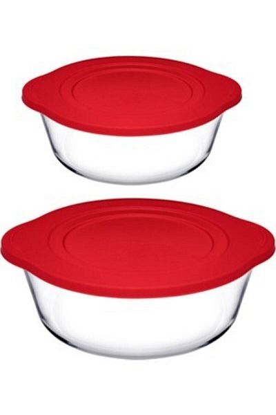 Paşabahçe 2-Piece Red Silicone Covered Pyrex 003oa 005oa