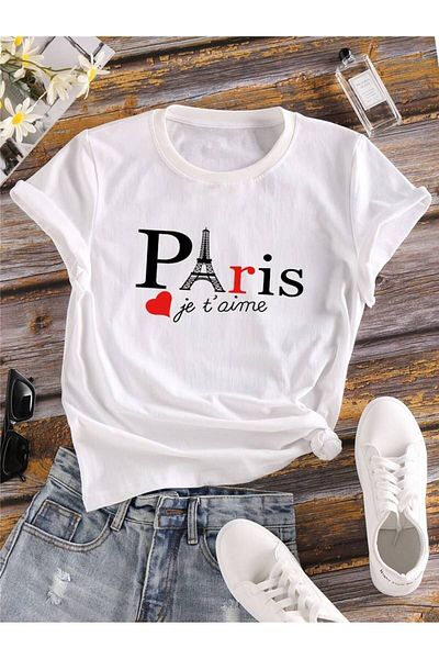 Pink Sky Tricou de damă cu imprimeu Paris mărime mare