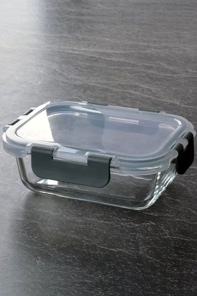 SİHİRLİ AYAKLAR 370 Ml Black Storage Container - with Lock and Glass Lid