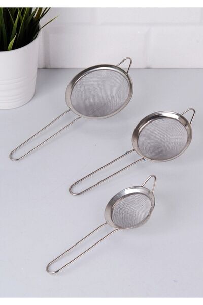 CEPHOME Strainer Set Stainless Steel 3-Piece Strainer Set-3 Sizes 5-7-8 Cm