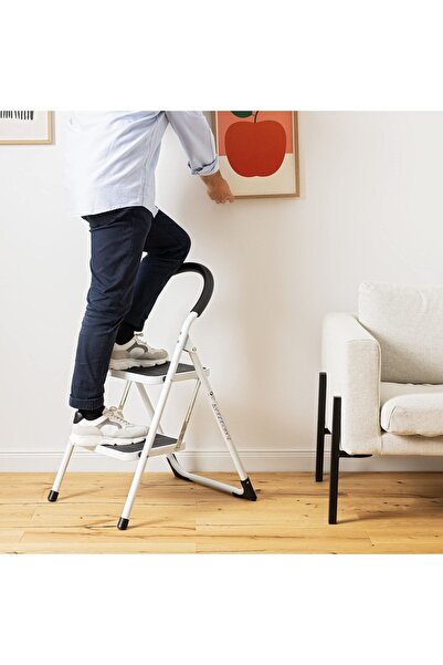 Magnotto Katlanabilir Ev Ofis Için Merdiven Katlanır 2 Basamaklı Metal Kütüph...