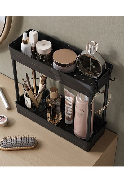 ATA HOME Rafata Make-up - Двуслоен висящ козметичен органайзер за бижута и продукти за грижа