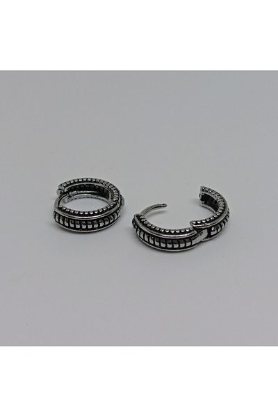 mama india alaçatı Unisex Women Men 316L Surgical Steel Vintage Antique Gothic Design Diameter 14 mm 2 Pieces Hoop Earrings No:43