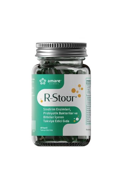 Amare R-Stour Sindirim Enzimi & Probiyotik Kompleks | 60 Kapsül | Laktoz & Ga...