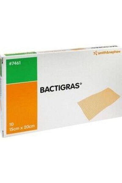 bactigras غطاء من التول المطهر للعناية بالجروح 15 سم × 20 سم 5 قطع