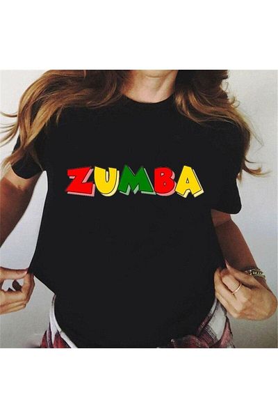 Pink Sky Тениска с надпис „Love Zumba“ за големи размери