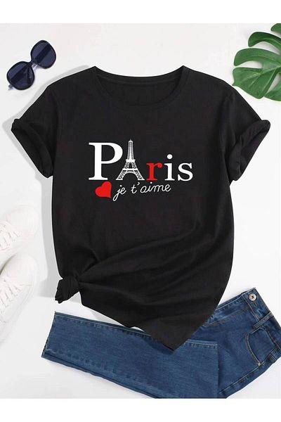 Pink Sky Γυναικείο μπλουζάκι με στάμπα Paris Plus Size