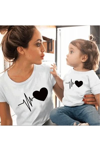 Pink Sky T-shirt for Mother and Daughter - Single Product, 2 Basket for Combining