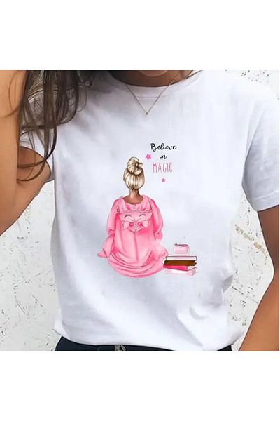 Pink Sky Spring Fashion Women's T-shirt - Summer Print, Heart Graphic