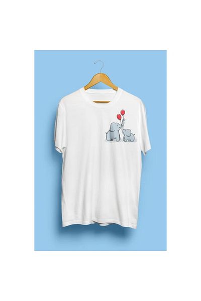 Pink Sky Μπλουζάκι Unisex - Θέμα και στάμπα με τσέπη με ζώα ελέφαντα