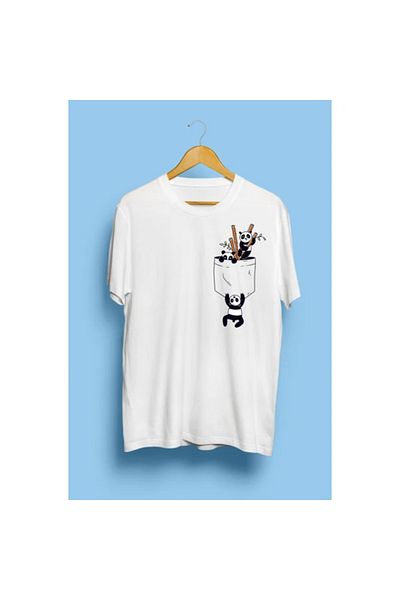 Pink Sky Μπλουζάκι Unisex - Εκτύπωση με θέμα την τσέπη Pandas