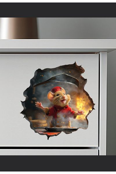 Sim Tasarım Decorative Cook Mouse Hallway Glass Socket Home Decoration Sticker