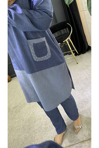 WAPP Hijab Tansel Fabric - Σετ διπλό γυναικείο παντελόνι με τσέπες και λαστιχένια μέση