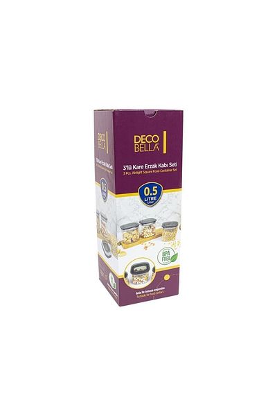 Decobella Set of 3 0.5 Lt. Square Food Container