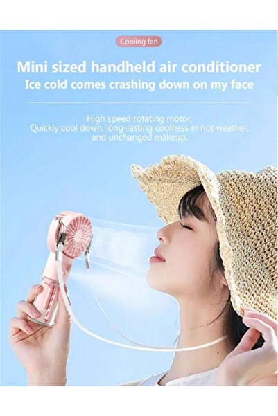 Genel Markalar Su Püskürtmeli Mini El Fanı Şarjlı Boyun Askılı Taşınabilir Soğutucu Vantilatör