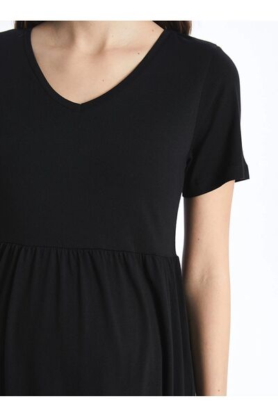 LC Waikiki LCWAIKIKI Maternity V Yaka Düz Kısa Kollu Hamile Elbise
