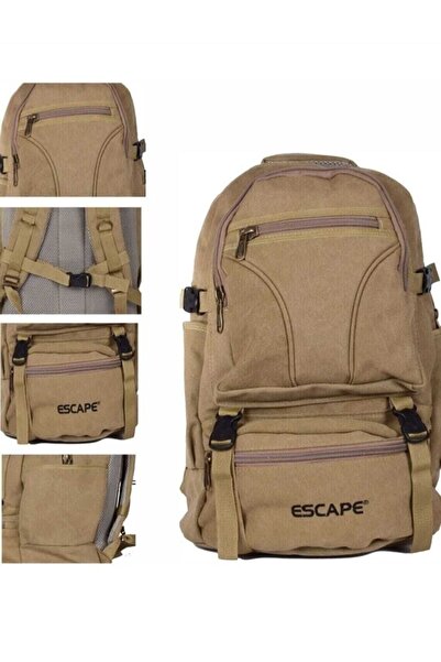 ESCAPE Dağcı Sırt Çantası Kanvas Kumaş 50lt Outdoor Seyahat Çantası 501 Bej
