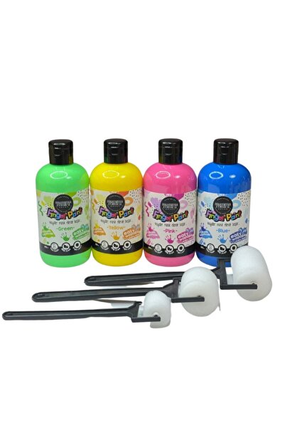 MammacomicaDough 4'lü Mammacomica Yıkanabilir Parmak Boyası-4* 250ml- 3'lü Sü...