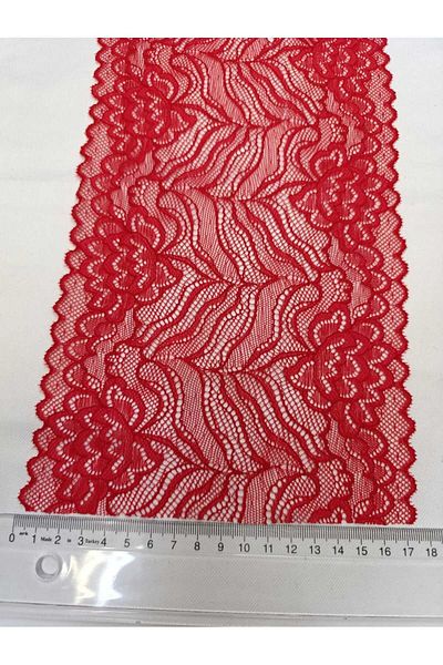 ÖZPAŞ TEKSTİL VE AKSESUAR 17cm X 2 Mt Red Lycra Lace Flowers