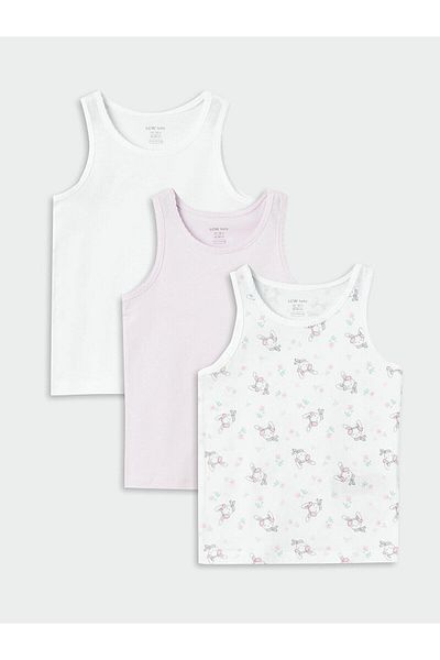LC Waikiki LCW baby Crew Neck Printed Baby Girl Undershirt 3-Piece