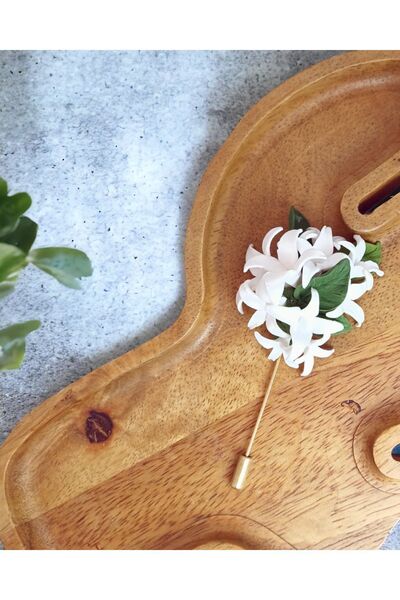 CREATİVESHOP Yasemin Sağdıç Damat Yaka Iğnesi, Damat Yaka Çiçeği, Düğün Aksesuarları, Yaka Iğnesi