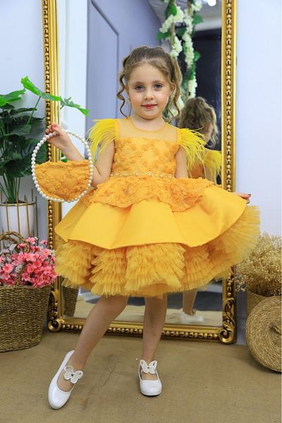 MİSS RAİN Stone DeTailed Fluffy Girl's Evening Dress
