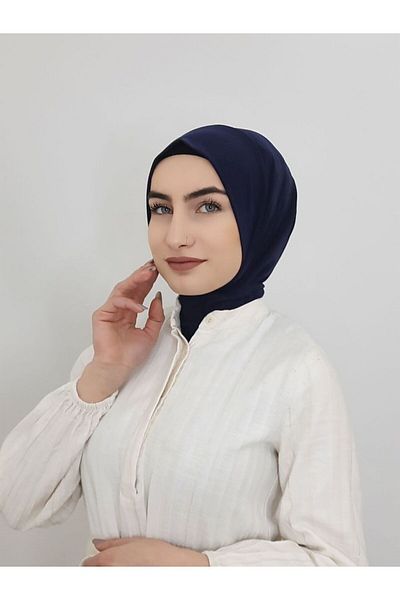 nazenin export Snap Fastener Hijab Swimsuit Top Compatible Sea and Pool Cap Hijap Navy Blue