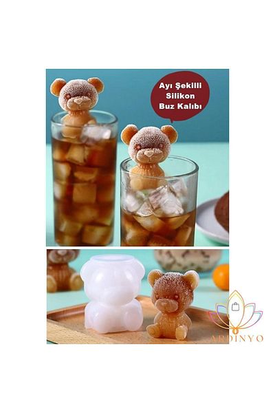 Ardinyo Silicone Bear Shaped 3D Ice Box - Coffee Cocktail Beverage Presentation Ice Mold