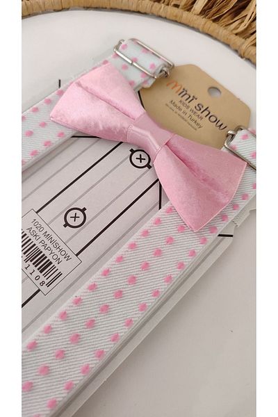 Monkabox Pink Polka Dot Suspender Bow Tie Set 2-9 Years