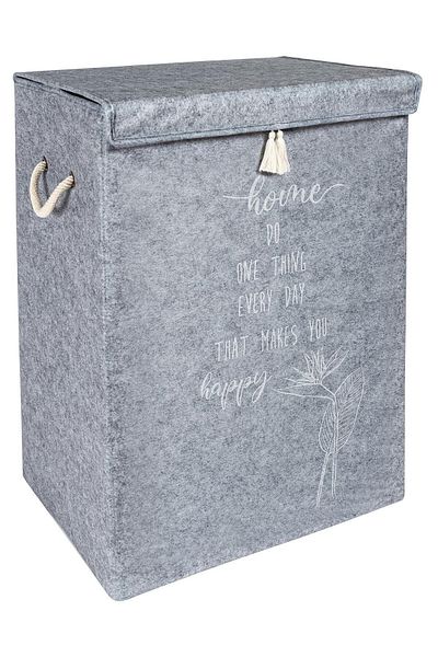 ALAS Mega Box with Felt Lid Laundry Basket Storage Box Gray